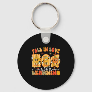 Fall In Love With Learning Funny Teacher Autumn Pu Key Ring