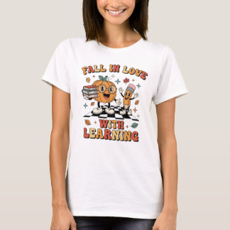 Fall In Love With Learning Retro Teacher Autumn T-Shirt