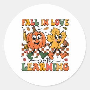 Fall In Love With Learning Thanksgiving Teacher St Classic Round Sticker