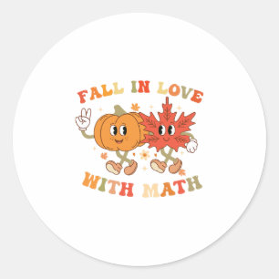Fall In Love With Math Retro Thanksgiving Teacher Classic Round Sticker