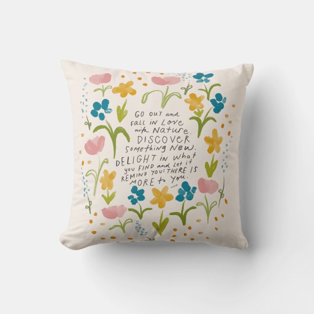 Fall in love with nature - inspirational quote pos cushion (Front)