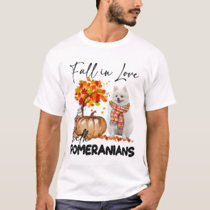 Fall In Love With Pomeranians Fall Pumpkin Thanksg T-Shirt