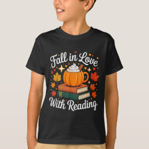 Fall In Love With Reading Autumn Pumpkin Mug Book  T-Shirt