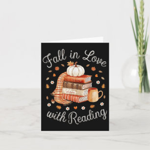 Fall In Love With Reading Book Autumn Pumpkins And Card