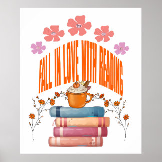 Fall in love with reading, Book Lover Poster