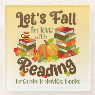 Fall in Love With Reading Brenda K Davies Books Glass Coaster