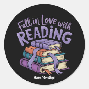 Fall in Love with Reading Cosy Books Autumn Vibes Classic Round Sticker