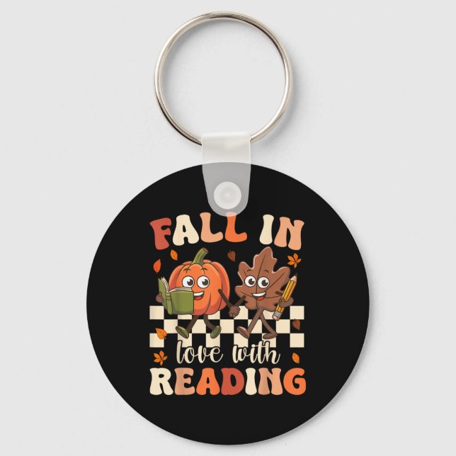 Fall In Love With Reading Fall Teacher Thanksgivin Key Ring (Front)