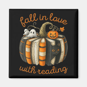 Fall In Love With Reading Halloween Book Pumpkin Magnet