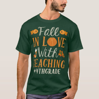 Fall In Love With Teaching 4th Grade Autumn Season T-Shirt