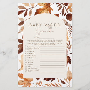 Fall In Love 'Word Scramble' Baby Shower Game