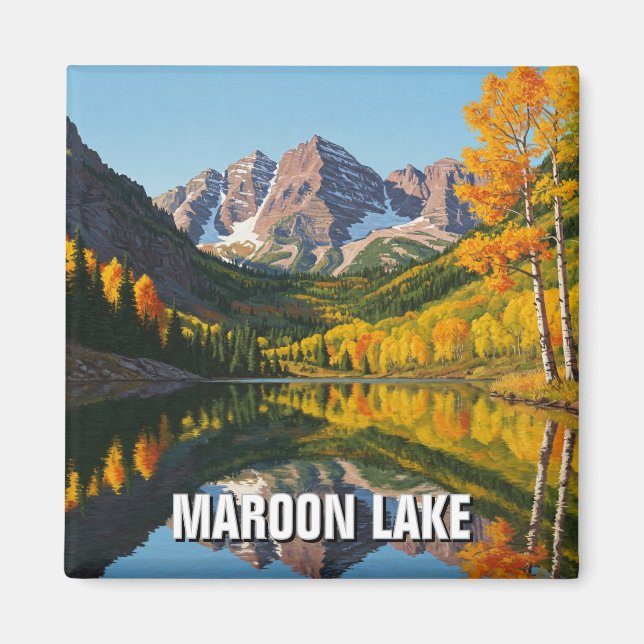 Fall in Maroon Lake Colorado Travel Magnet (Front)