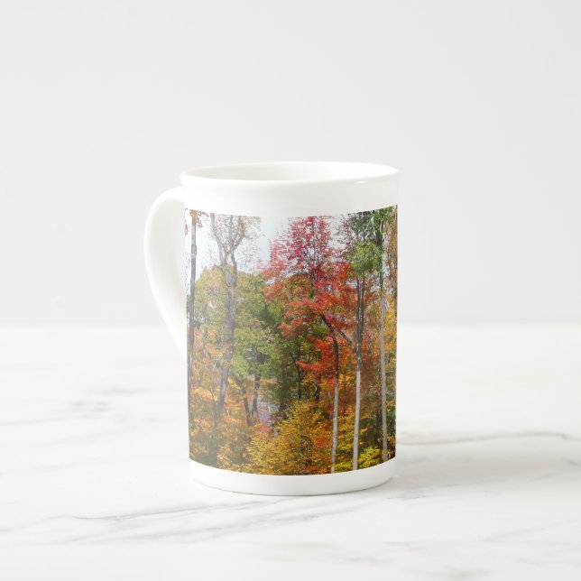 Fall in the Forest Colourful Autumn Photography Bone China Mug (Front Left)