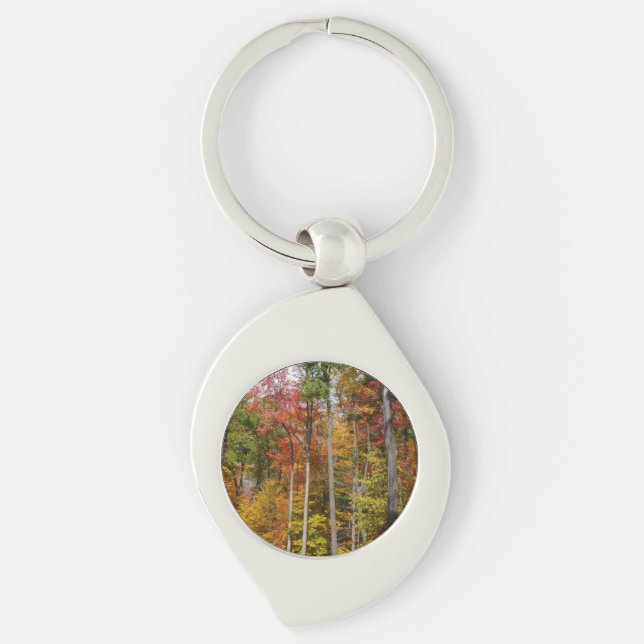 Fall in the Forest Colourful Autumn Photography Key Ring (Front)