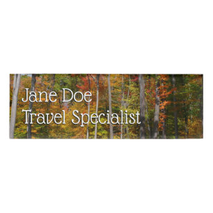 Fall in the Forest Colourful Autumn Photography Name Tag
