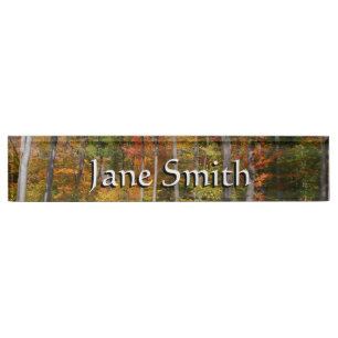 Fall in the Forest Colourful Autumn Photography Nameplate