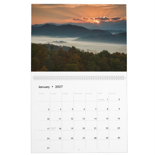 Fall in the Smoky Mountains Calendar (Jan 2027)
