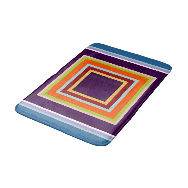 Fall Indian Corn Colours Geometric Blocks Bath Mat (Angled)
