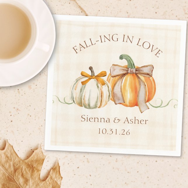 Fall-ing in Love Autumn Engagement Party & Wedding Napkin (Creator Uploaded)