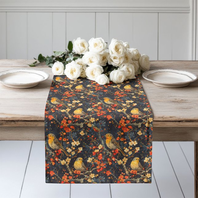 Fall-Inspired Runner with Birds and Garden Blooms (Fall-Inspired Runner with Birds and Garden Blooms)