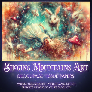 Fall Into Imagination Alice Fantasy Art Decoupage Tissue Paper