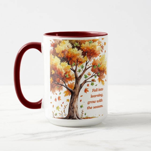 Fall Into Learning – Inspirational Autumn Mug (Left)