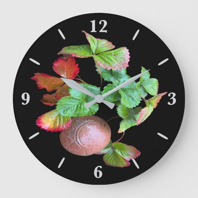 Fall Into Strawberry Season Backyard Garden Photo Large Clock (Front)