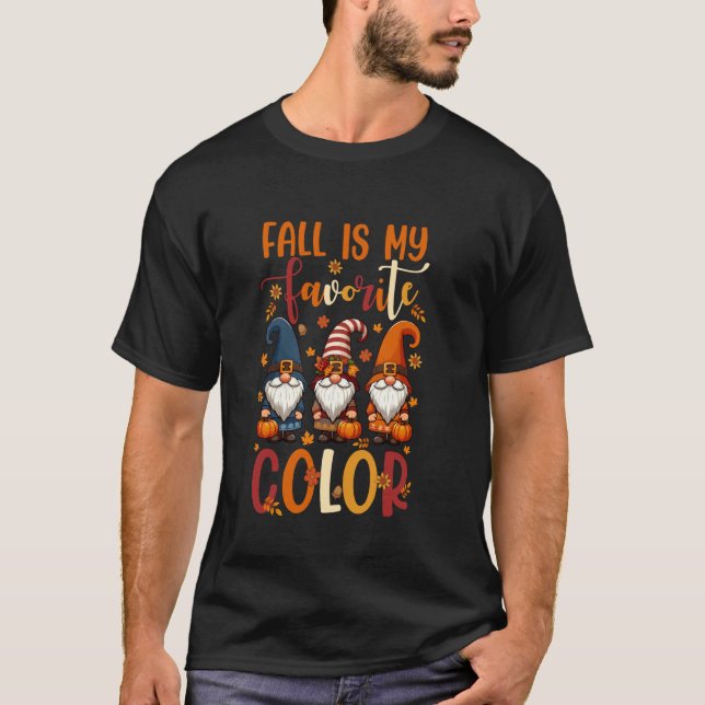 Fall Is Favourite Colour Thanksgiving Three Gnomes T-Shirt (Front)