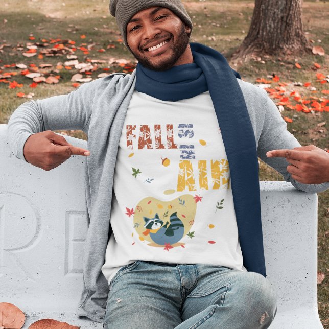Fall Is In Air With Swinging Racoon T-Shirt (Fall Is In Air With Swinging Raccoon T-Shirt)