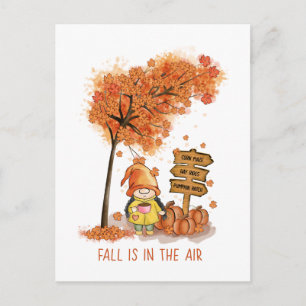 Fall is in the air, Autumn Gnome Postcard