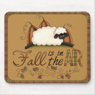 "Fall is in the Air" Autumn Sheep Mousepad