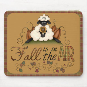 "Fall is in the Air" Autumn Sheep Mousepad