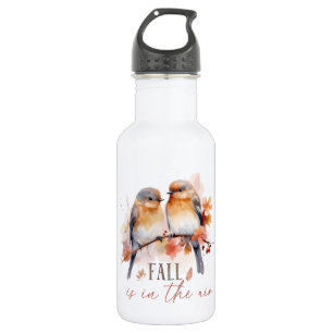 Fall Is In The Air – Cute Birds & Autumn Leaves 532 Ml Water Bottle
