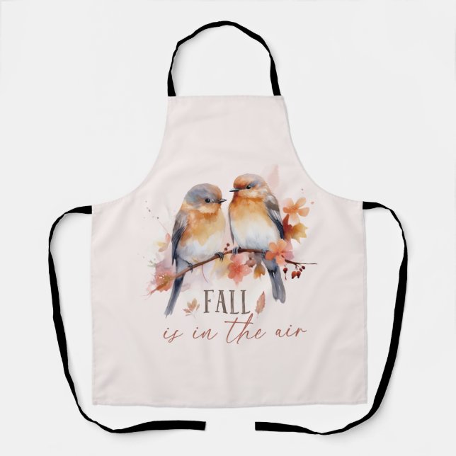 Fall Is In The Air – Cute Birds & Autumn Leaves Apron (Front)