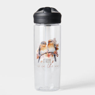 Fall Is In The Air – Cute Birds & Autumn Leaves Water Bottle