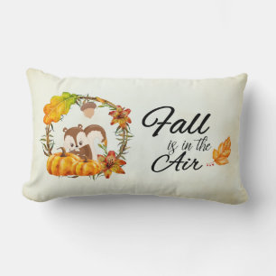 Fall is in the Air Typography with Squirrel Lumbar Cushion