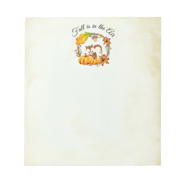 Fall is in the Air Typography with Squirrel Notepad (Front)