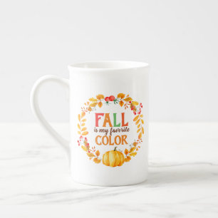 Fall is my Favourite Colour Autumn Leaves Pumpkin Bone China Mug