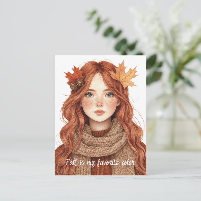 Fall is my favourite colour cute  postcard (Standing Front)