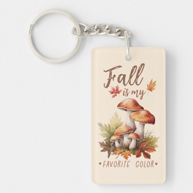 Fall Is My Favourite Colour – Mushrooms & Leaves Key Ring (Front)