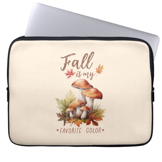 Fall Is My Favourite Colour – Mushrooms & Leaves Laptop Sleeve (Front)