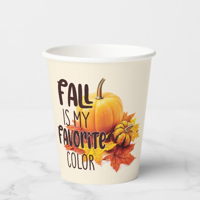 Fall Is My Favourite Colour – Pumpkins & Leaves Paper Cups (Front)