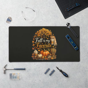 Fall is My Favourite Cosy Autumn Pumpkins Leaves Desk Mat