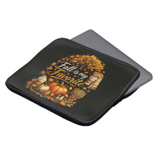 Fall is My Favourite Cosy Autumn Pumpkins Leaves Laptop Sleeve