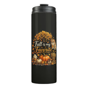 Fall is My Favourite Cosy Autumn Pumpkins Leaves Thermal Tumbler