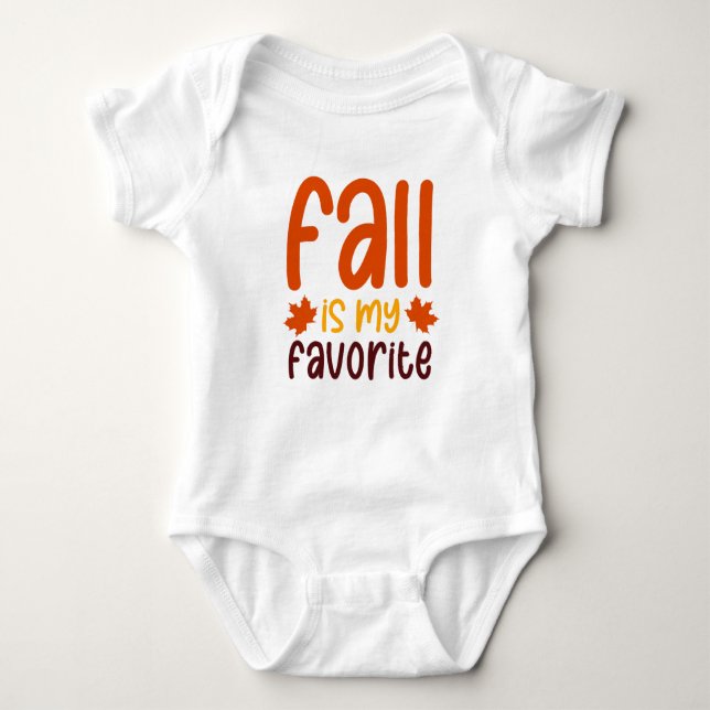 Fall Is My Favourite - Cosy Autumn Quote Design Baby Bodysuit (Front)