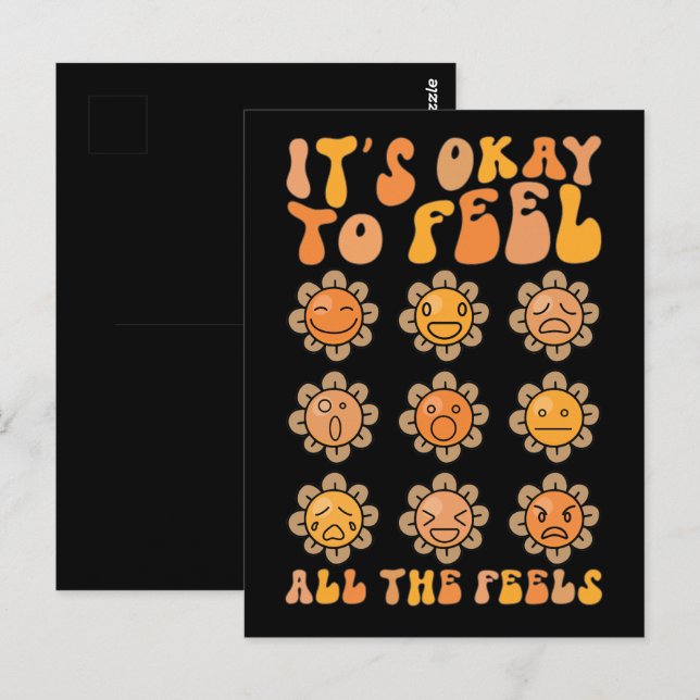  Fall Its Okay To Feel All The Feels Mental Health Postcard (Front/Back)