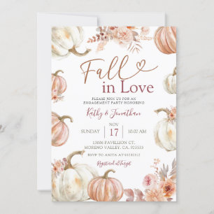 Fall Ivory Beige Pumpkin Engagement Party Invitation
