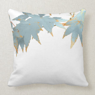 Fall Japanese Maple Leaves Frosted Blue Canopy Cushion