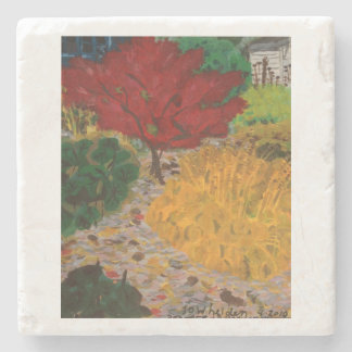 Fall Japanese Maple Tree Painting Stone Coaster